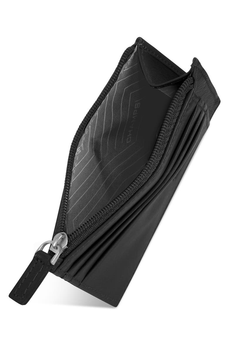 Zip Leather Card Case, Alternate, color, BLACK