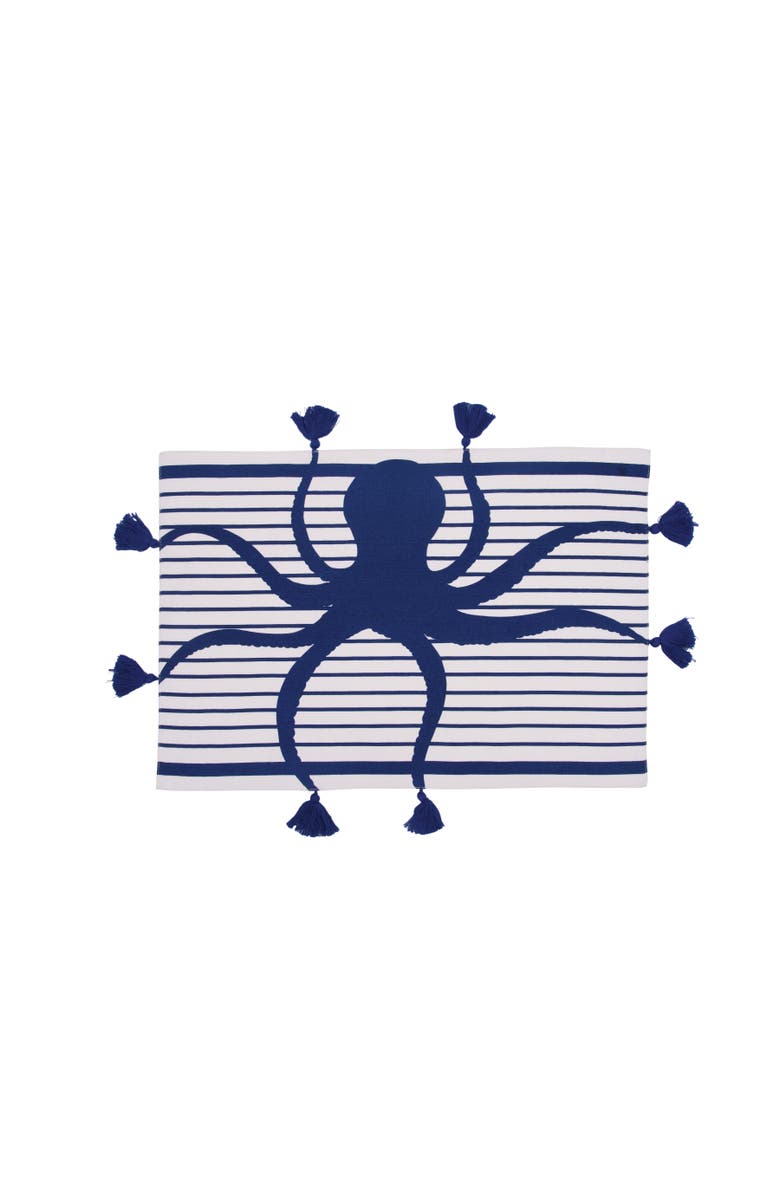 C&F Home Indigo Octopus Stripes and Tassels Placemats Set of 6, Alternate, color, Blue