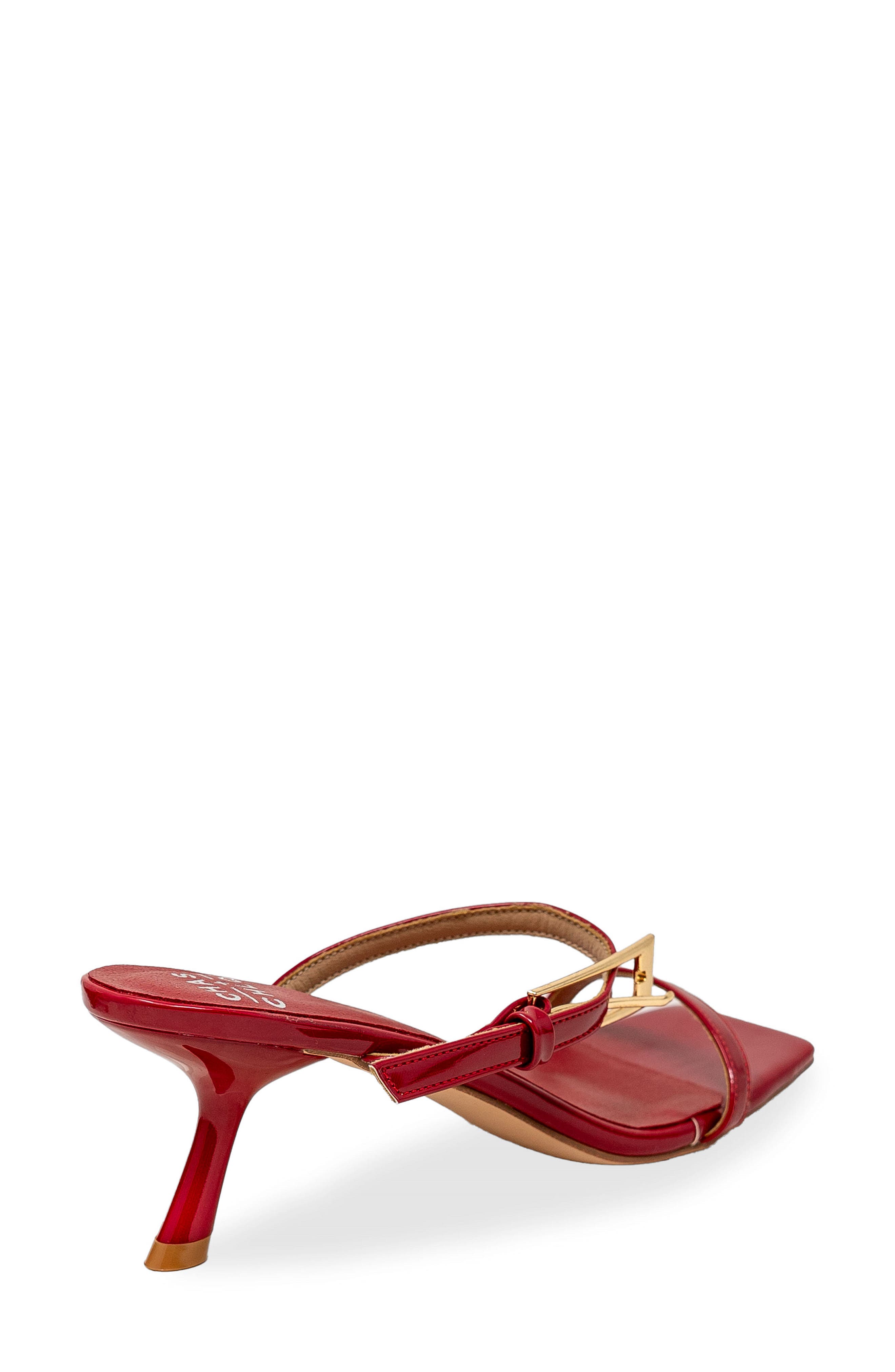 Nine Buckle Sandal, Alternate, color, RED PATENT