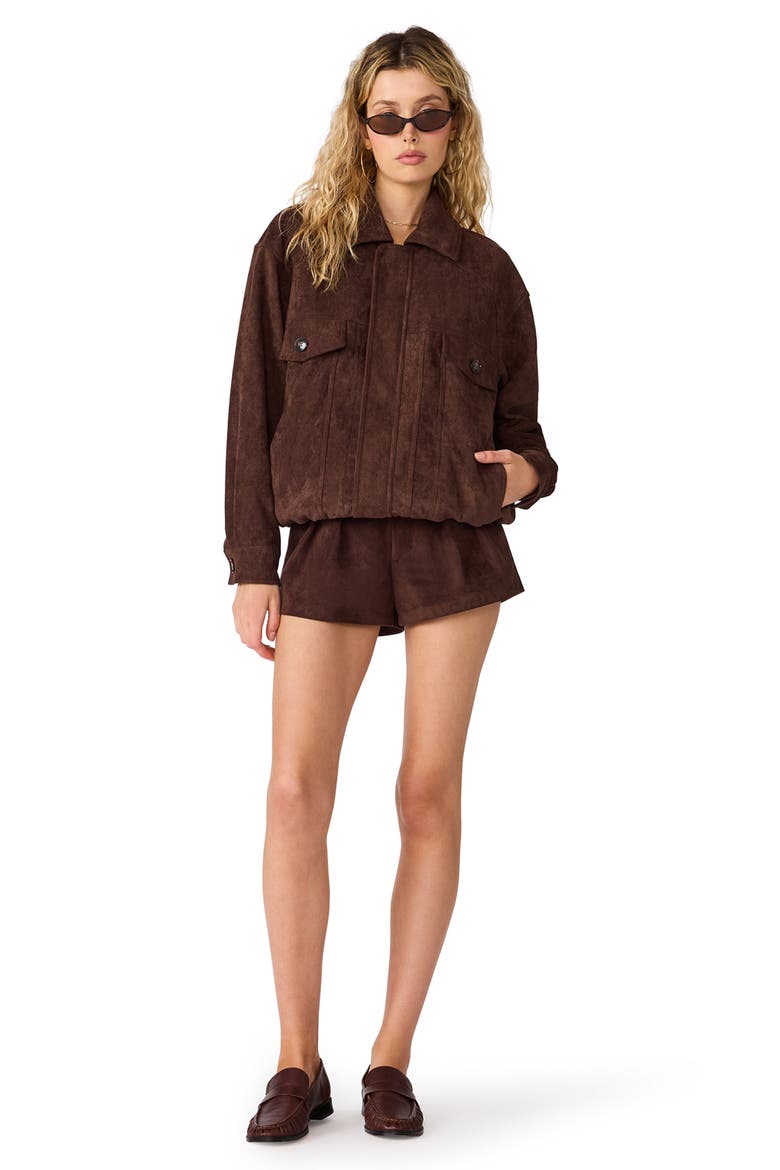 Henson Faux Suede Bomber Jacket, Alternate, color, DARK CHOCOLATE