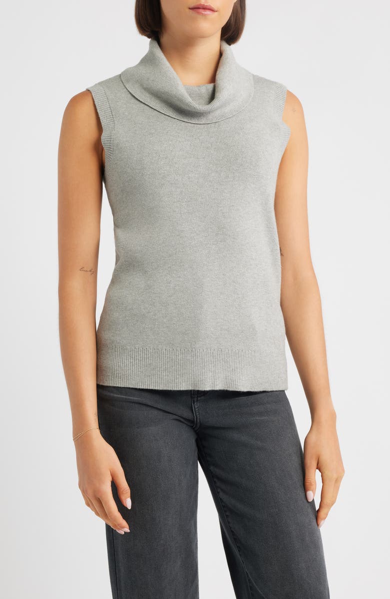 CITY BLUES Turtleneck Sleeveless Sweater, Main, color, Gray