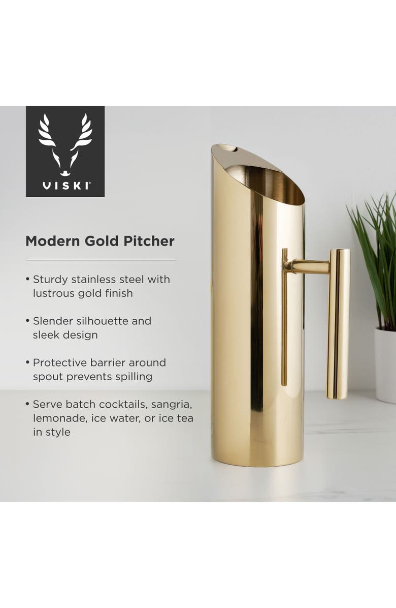 Viski Modern Pitcher, Alternate, color, Gold