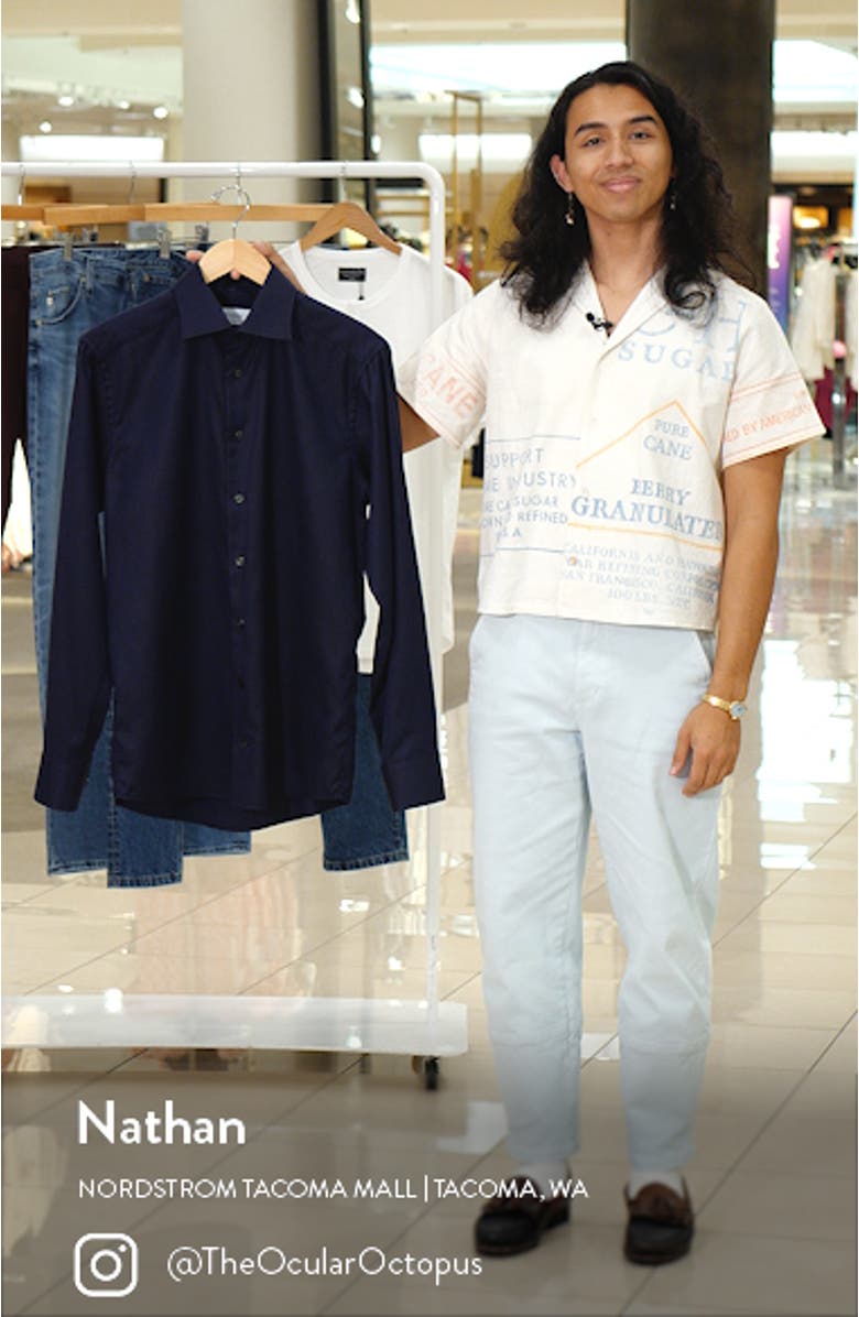 Slim Fit Diamond Weave Cotton Dress Shirt, sales video thumbnail