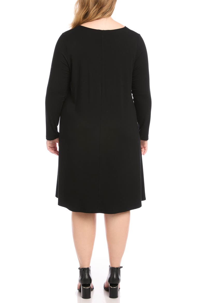 Maggie Long Sleeve Jersey Trapeze Dress, Alternate, color, BLACK