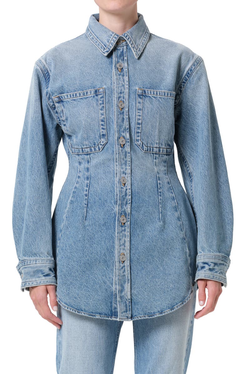 AGOLDE Wilma Denim Shirt, Main, color, Magnify Medium Indigo
