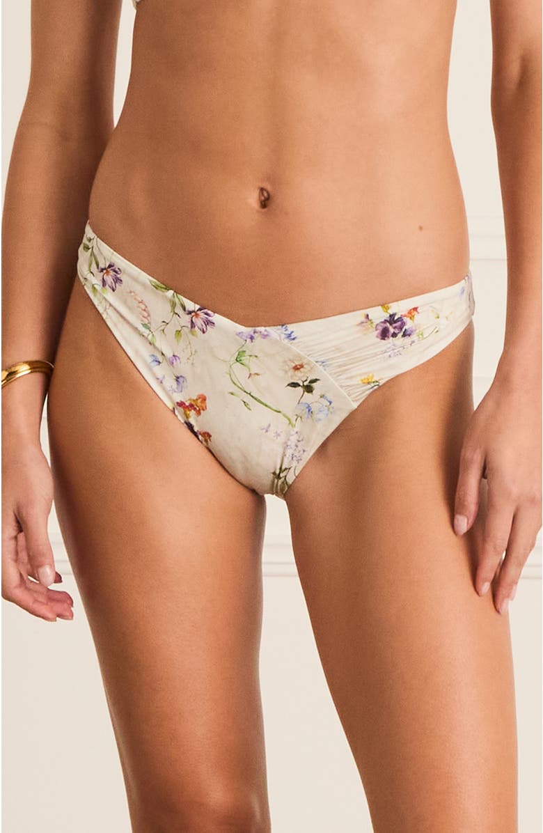 Aqua Blu Ruched Front Zoe Cheeky Pant Bikini Bottom, Main, color, White