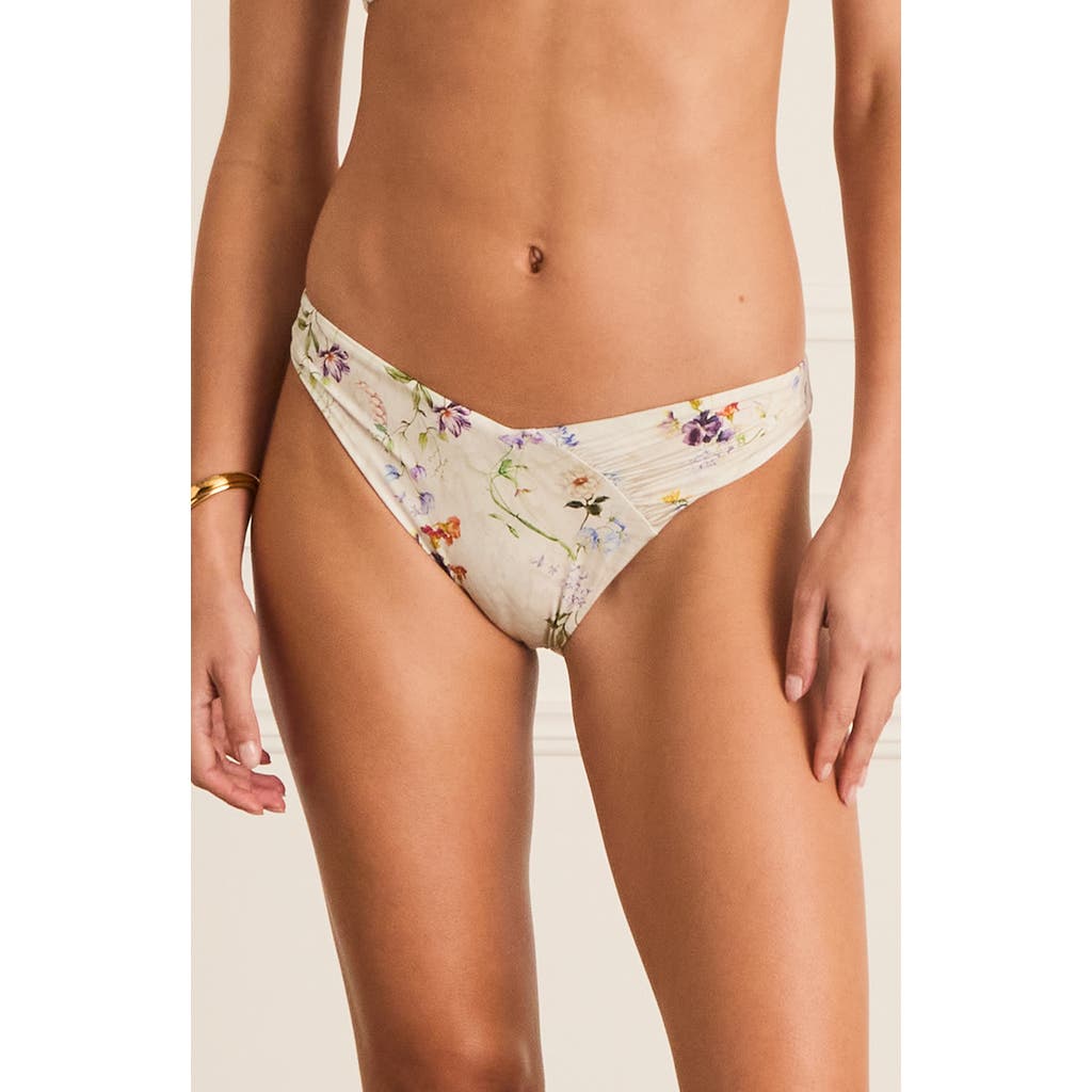 Aqua Blu Ruched Front Zoe Cheeky Pant Bikini Bottom In White
