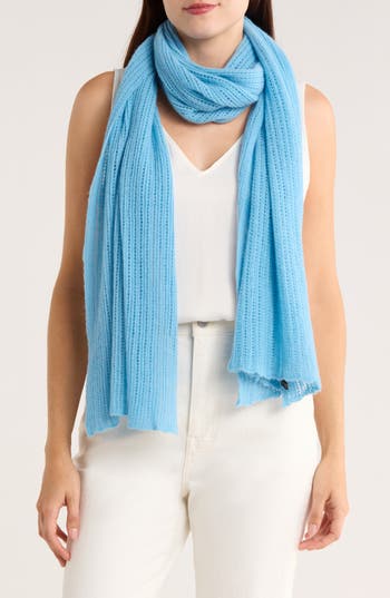 Portolano Open Knit Wrap Scarf In Blue