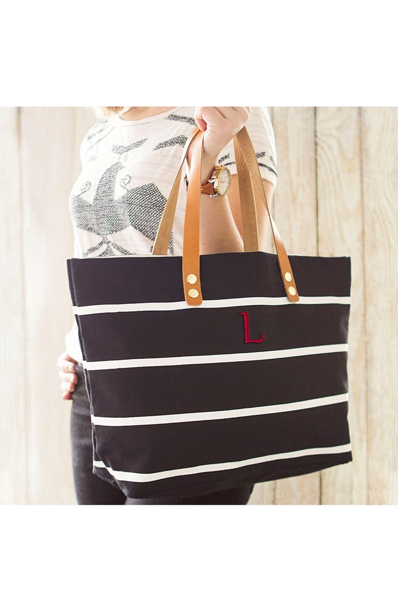 Cathy's Concepts Monogram Stripe Tote, Alternate, color,