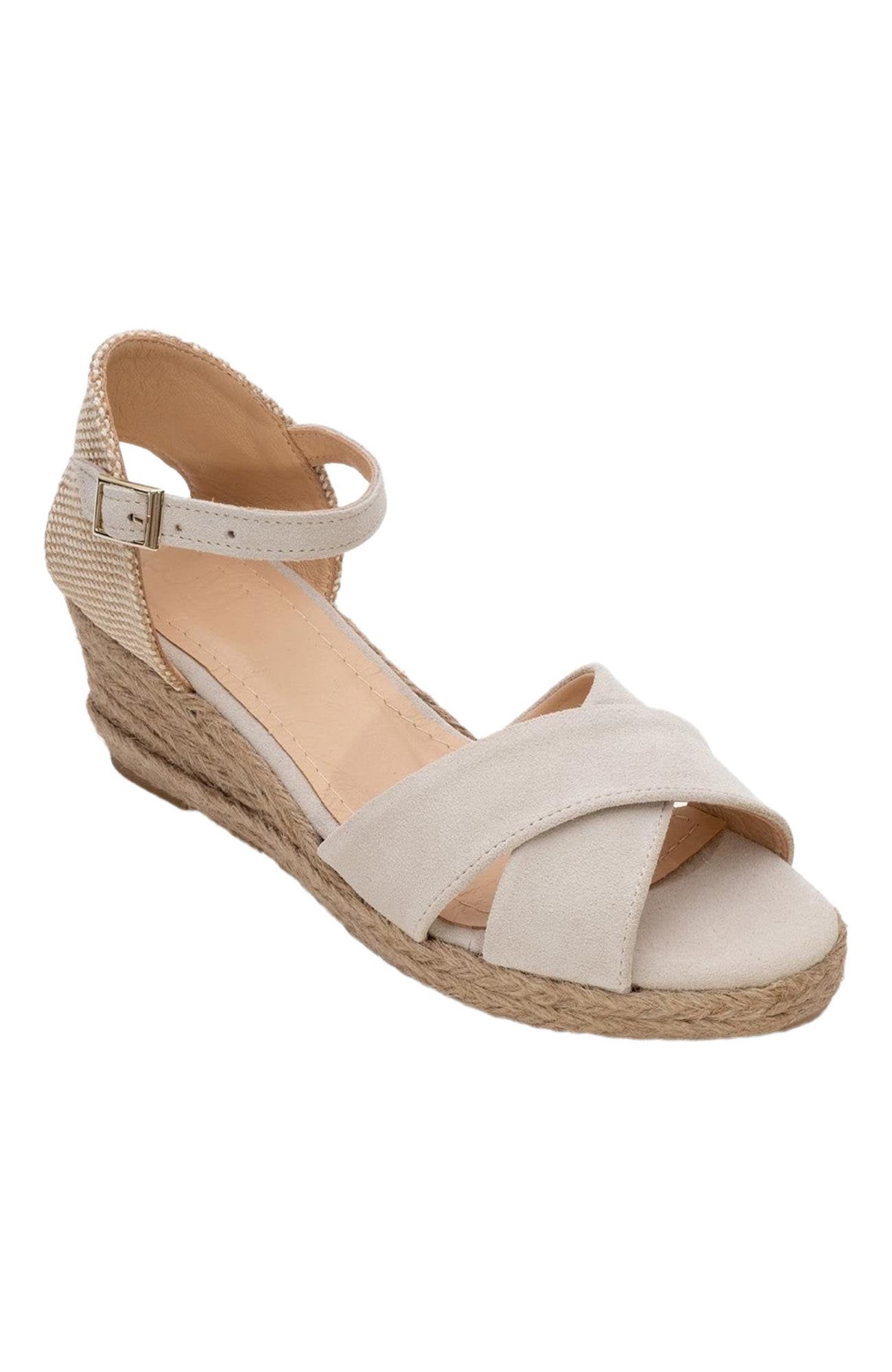 Forever & Always Shoes Miria Leather Platform Espadrille, Main, color, Beige Suede Leather