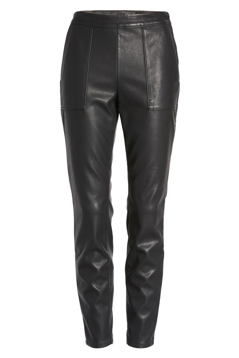 Faux Leather Leggings, Alternate, color, CARBON