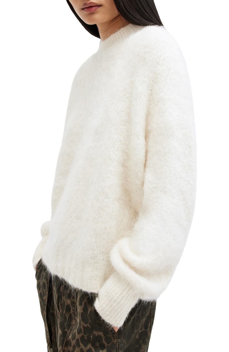 AllSaints Vortex Alpaca Blend Sweater, Alternate, color, Chalk White