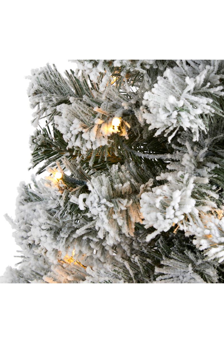 NEARLY NATURAL 3-ft Flocked West Virginia Fir Artificial Christmas Tree with 50 Clear LED Lights, Alternate, color, Green