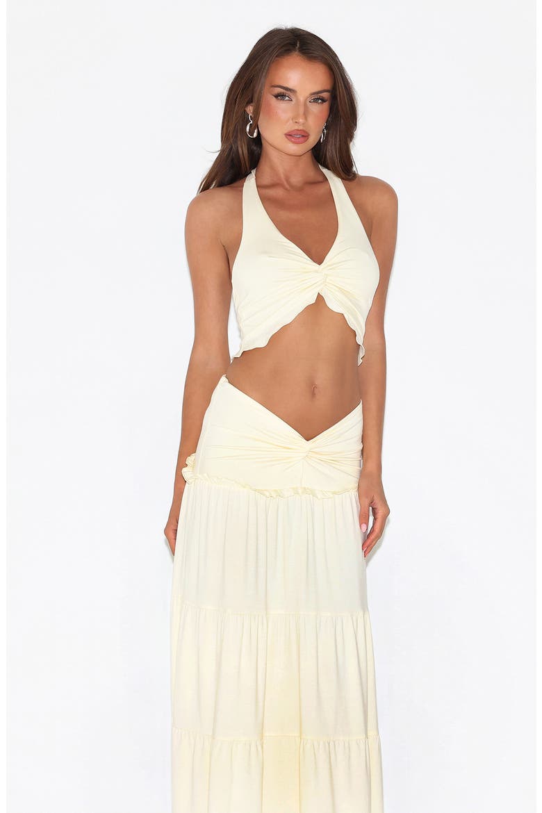 Katya Knot Low Rise Tiered Maxi Skirt, Alternate, color, WHITE
