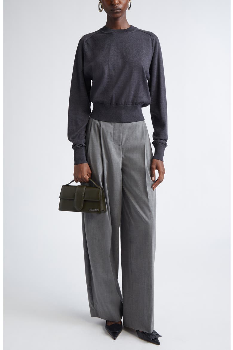Le Sweater Brode Merino Wool Blend Sweater, Alternate, color, DARK GREY