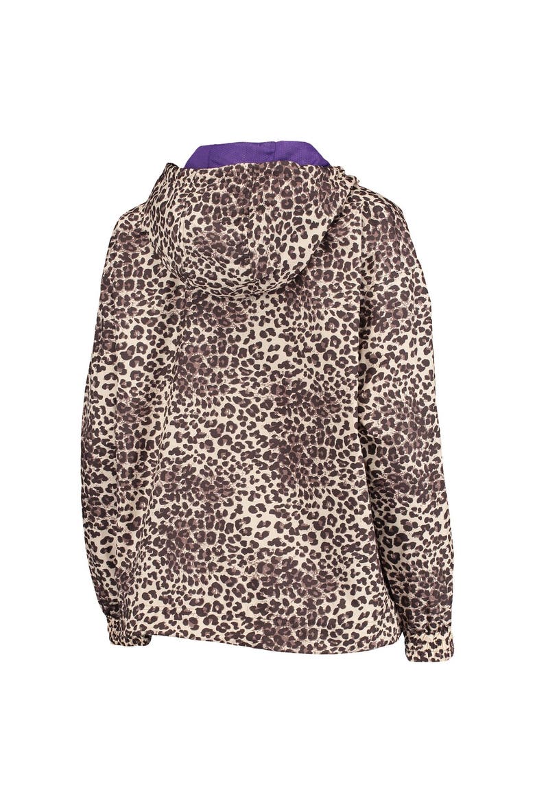 Women's DKNY Sport Leopard Los Angeles Lakers Gabriella Windbreaker Half-Zip Hoodie, Alternate, color, Leopard