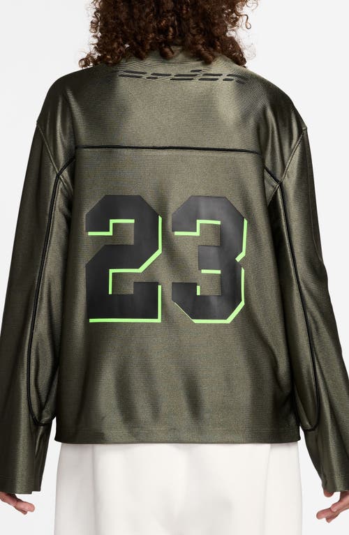 Jordan Oversize Long Sleeve V-neck Jersey Top In Green