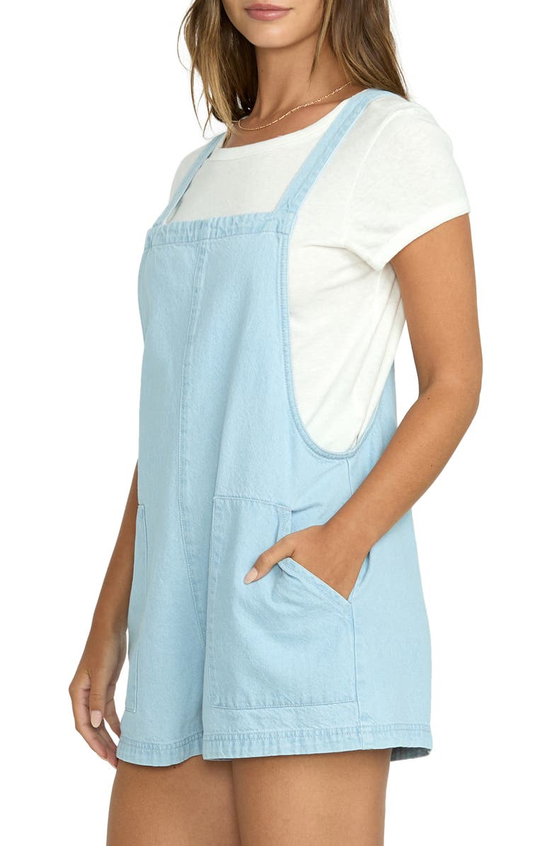 Billabong Beach Crush Denim Shortalls, Alternate, color, Salt Blue