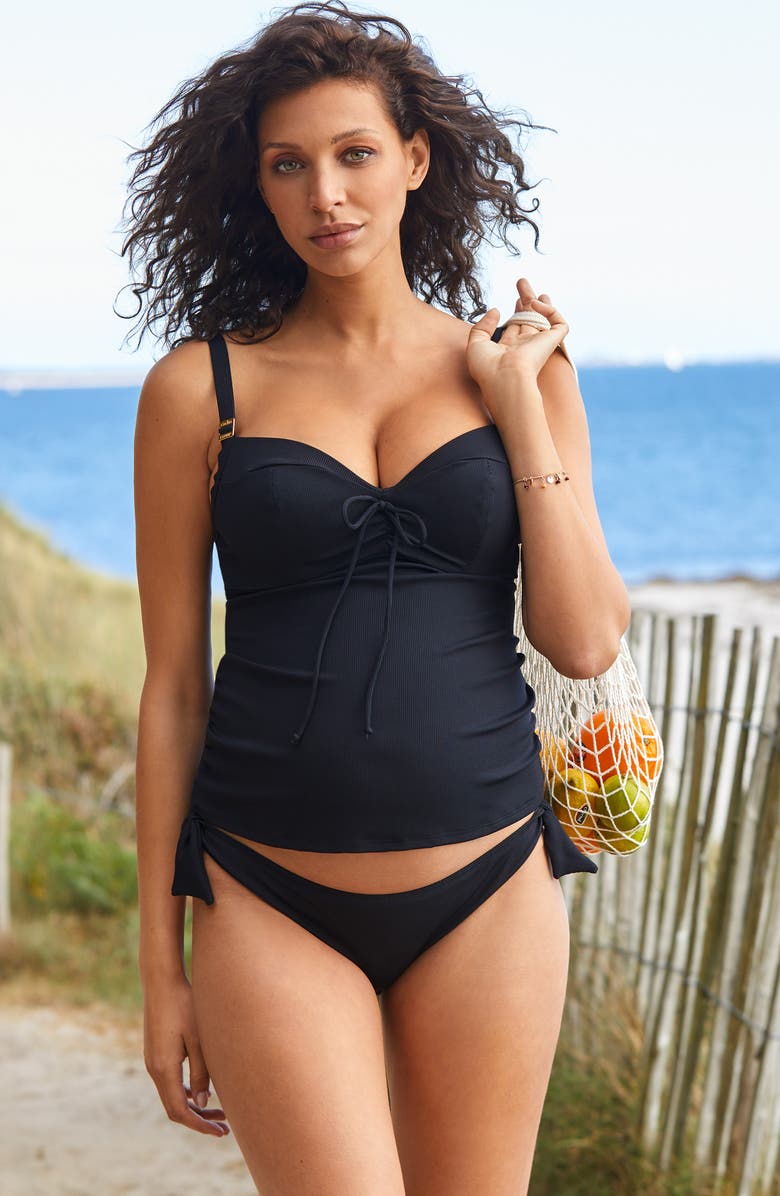 Cache Coeur Porto Vecchio Maternity Tankini Swimsuit, Alternate, color, 