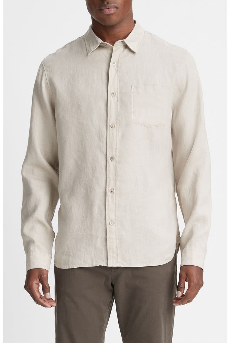 Linen Button-Up Shirt, Main, color, PUMICE ROCK