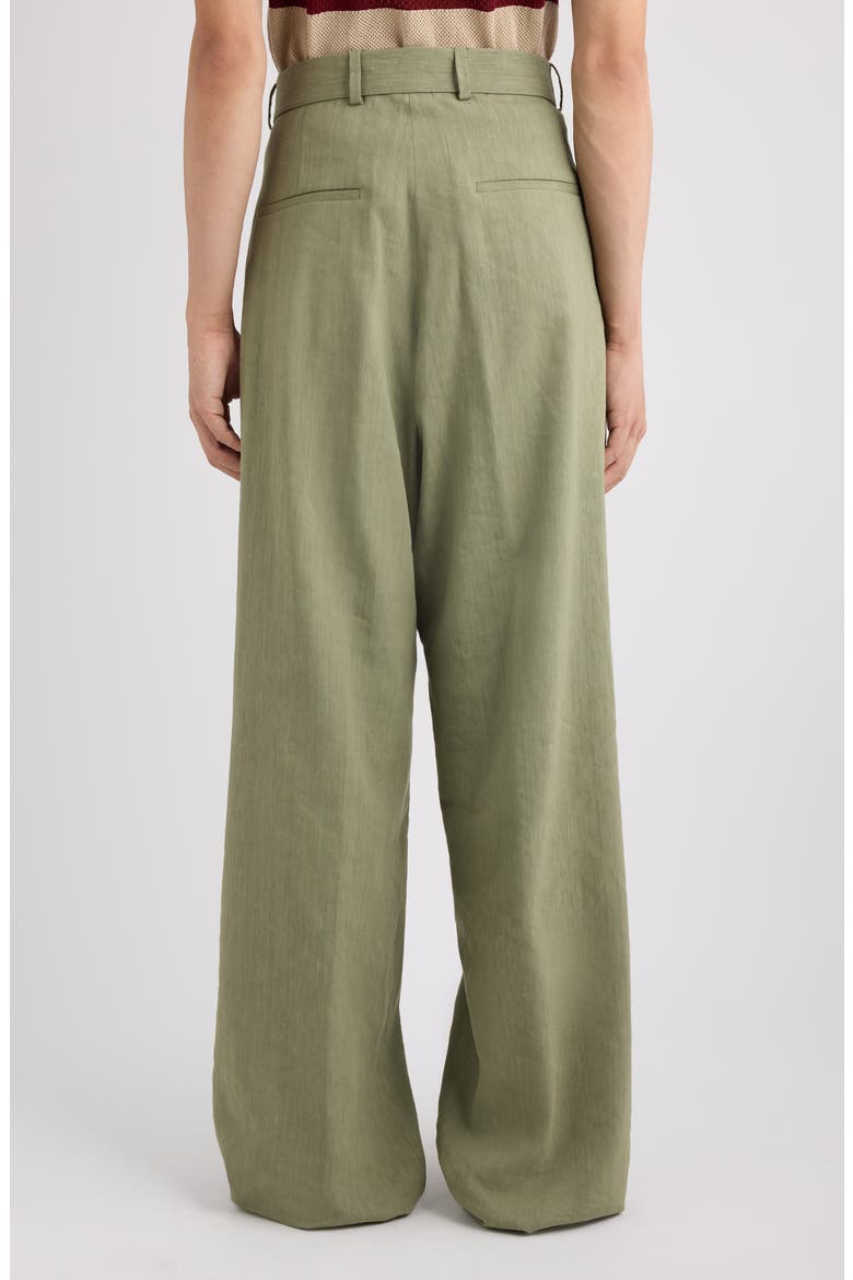 Preaches Belted Pleated Wide Leg Linen Blend Pants, Alternate, color, PISTACHE