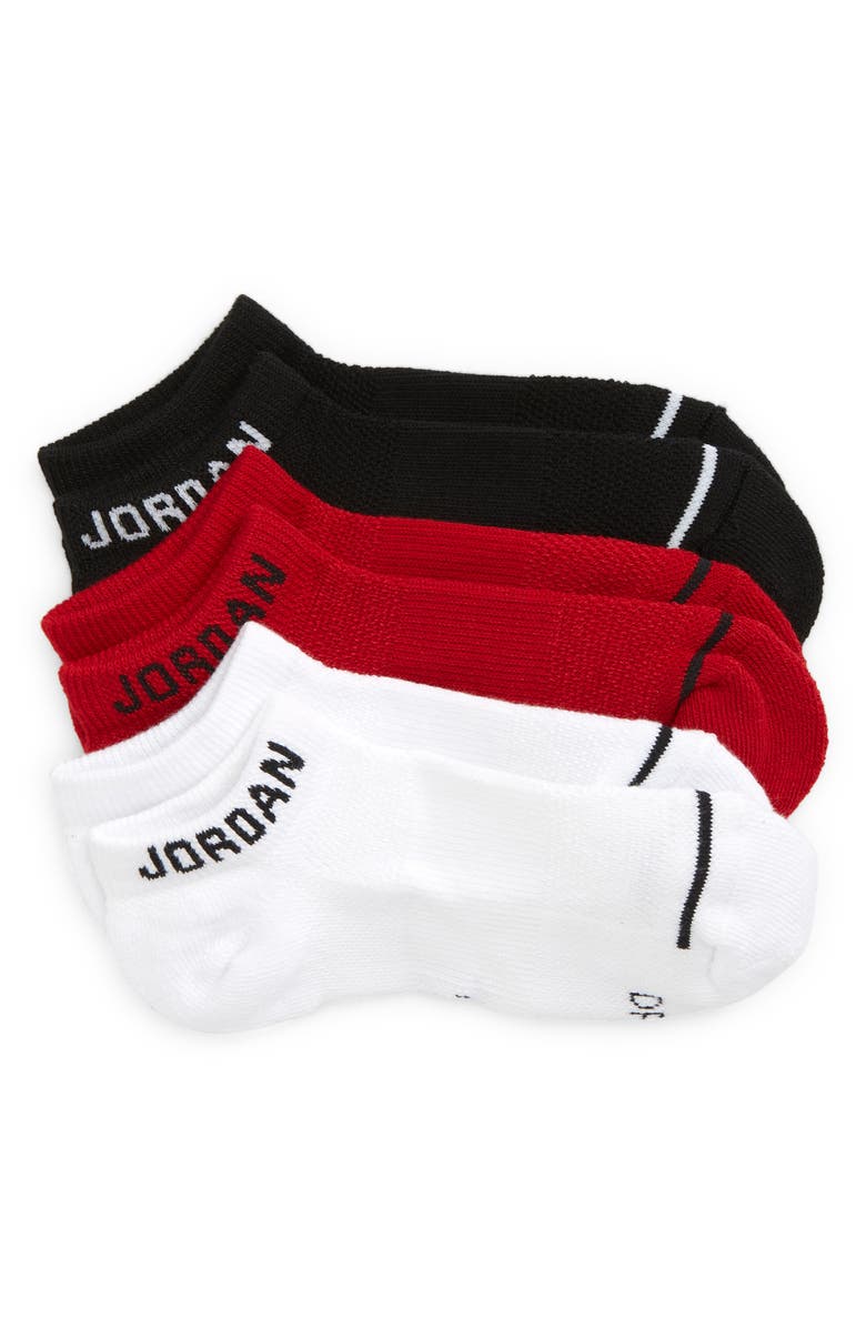 Jordan 3-Pack Dri-FIT Everyday Max No-Show Socks, Main, color, Black/ White/ Gym Red