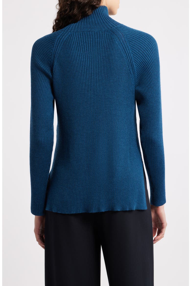 Rib Turtleneck Wool Sweater, Alternate, color, ATLANTIS