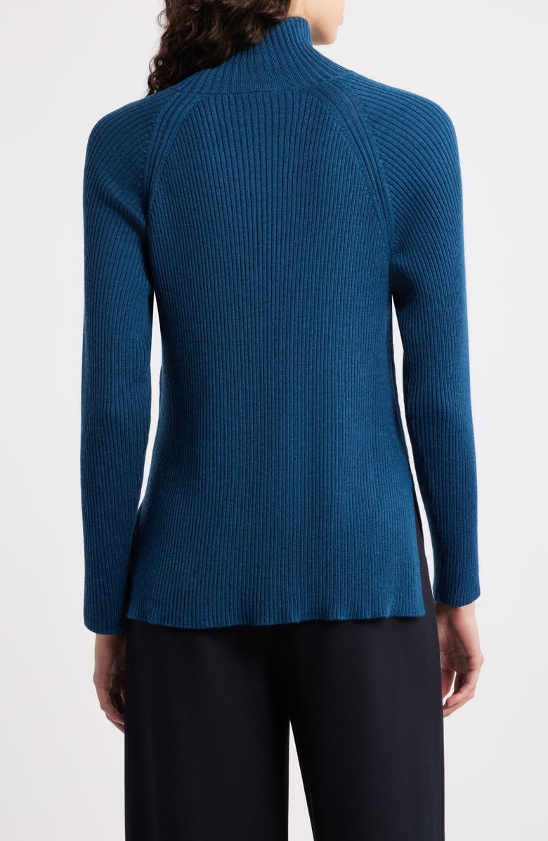 Eileen Fisher Rib Turtleneck Wool Sweater, Alternate, color, Atlantis