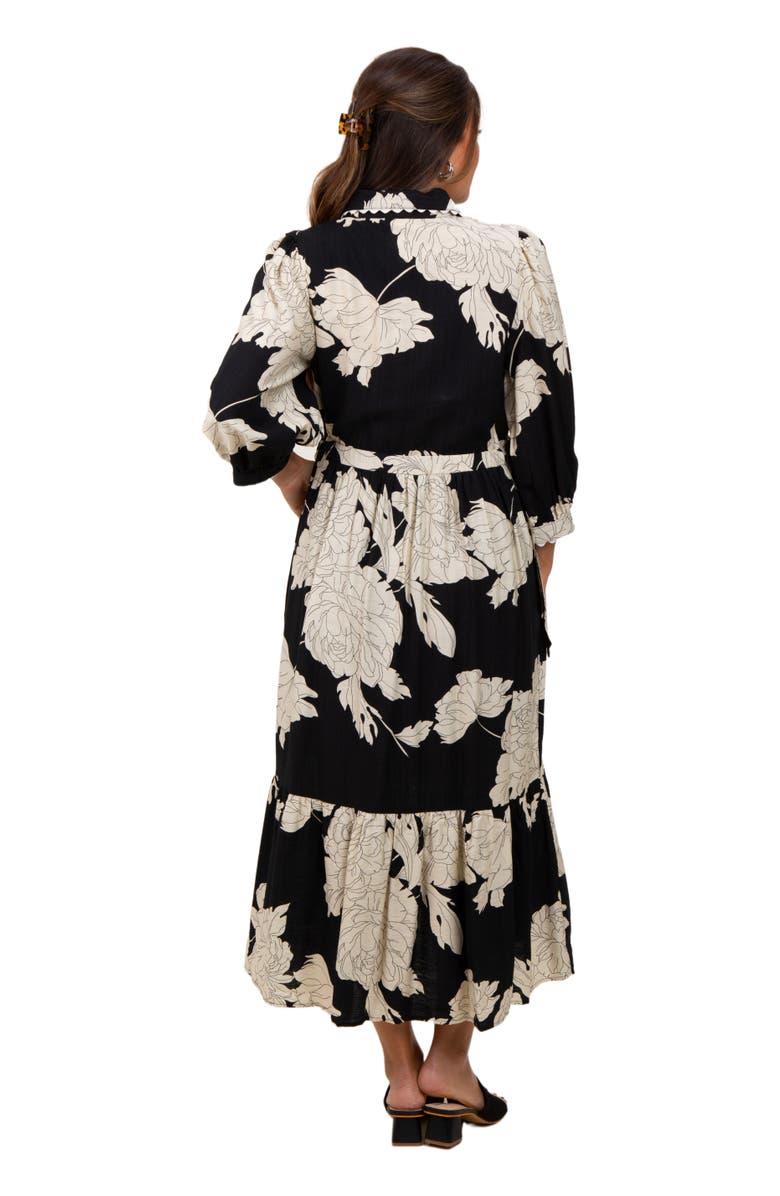 PinkBlush Floral Print Cinched Tie Waist Shirt Dress, Alternate, color,