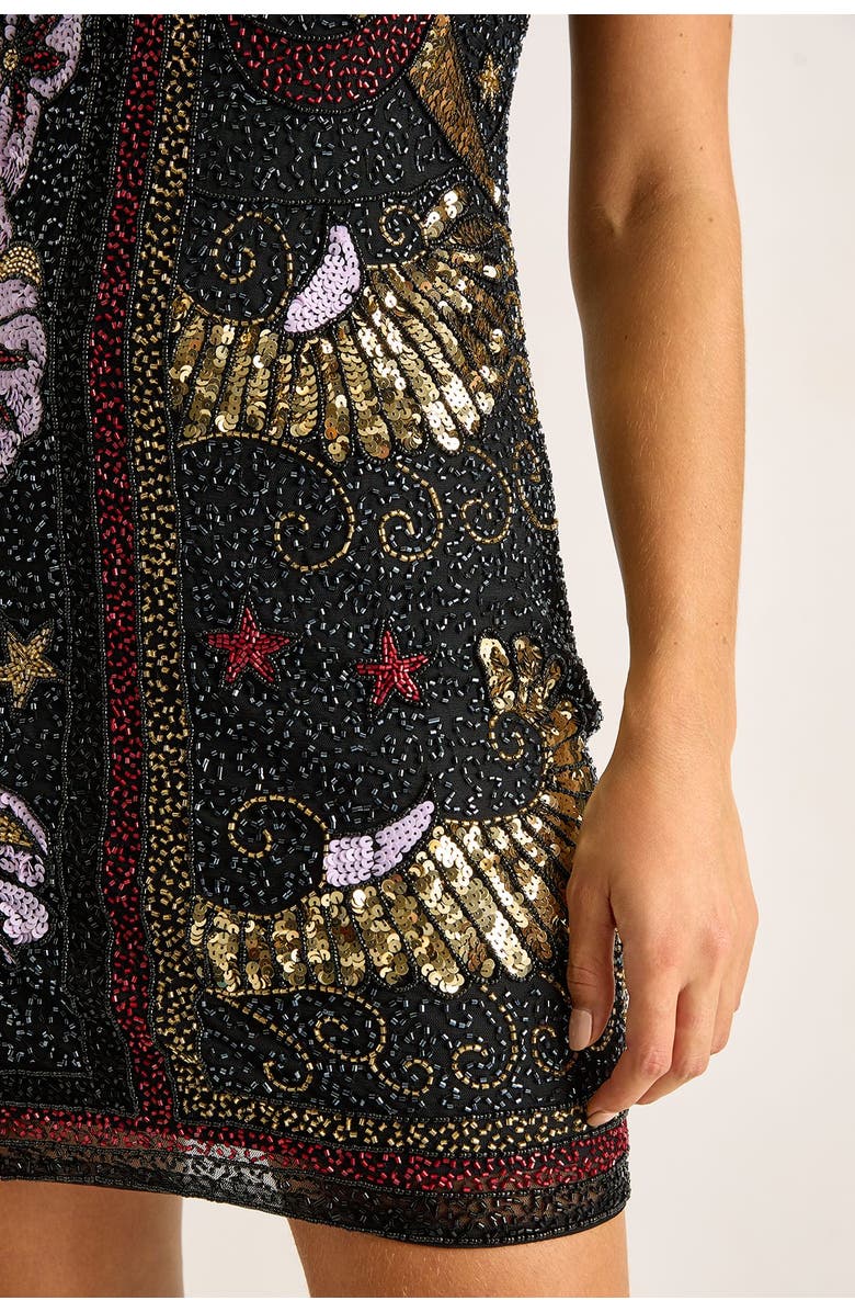 NASTY GAL Celestial Beaded Mini Dress, Alternate, color, Black