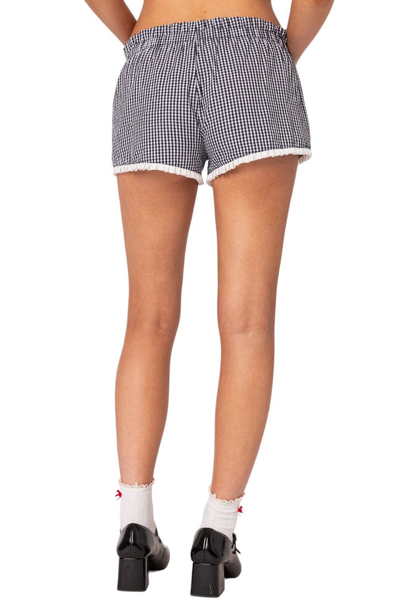EDIKTED Kyra Gingham Shorts, Alternate, color, Black-And-White