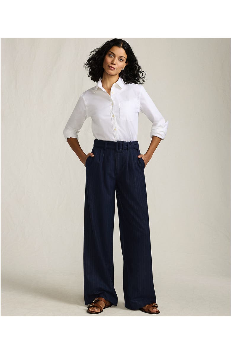 Lands' End Brushed Flannel Mid Rise Wide Leg Trousers, Alternate, color, 