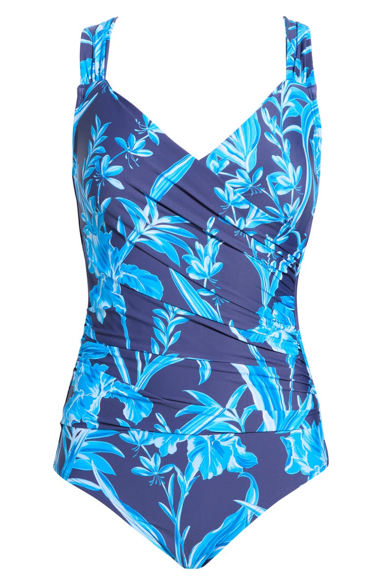 JANTZEN Surplice One-Piece Swimsuit, Alternate, color, Pantheon Blue