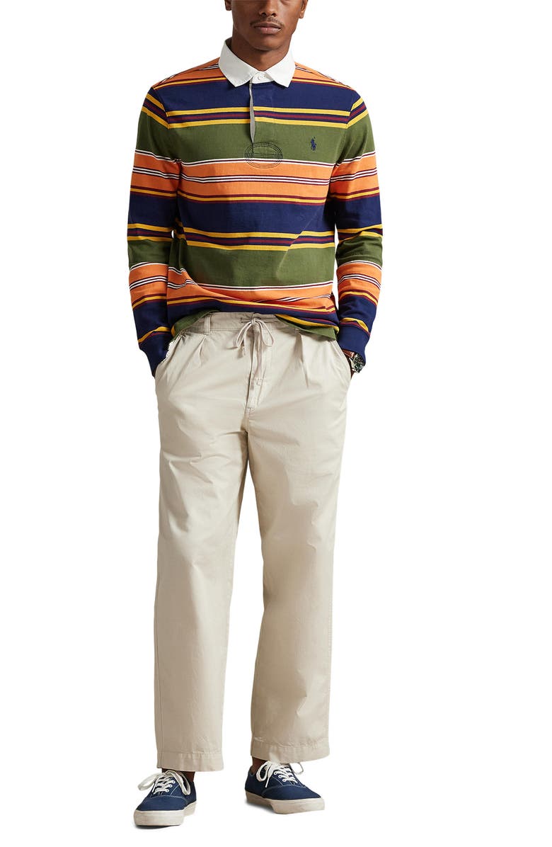 Polo Ralph Lauren Prepster Pleated Cotton Twill Easy Drawstring Pants, Alternate, color, Stoneware Grey