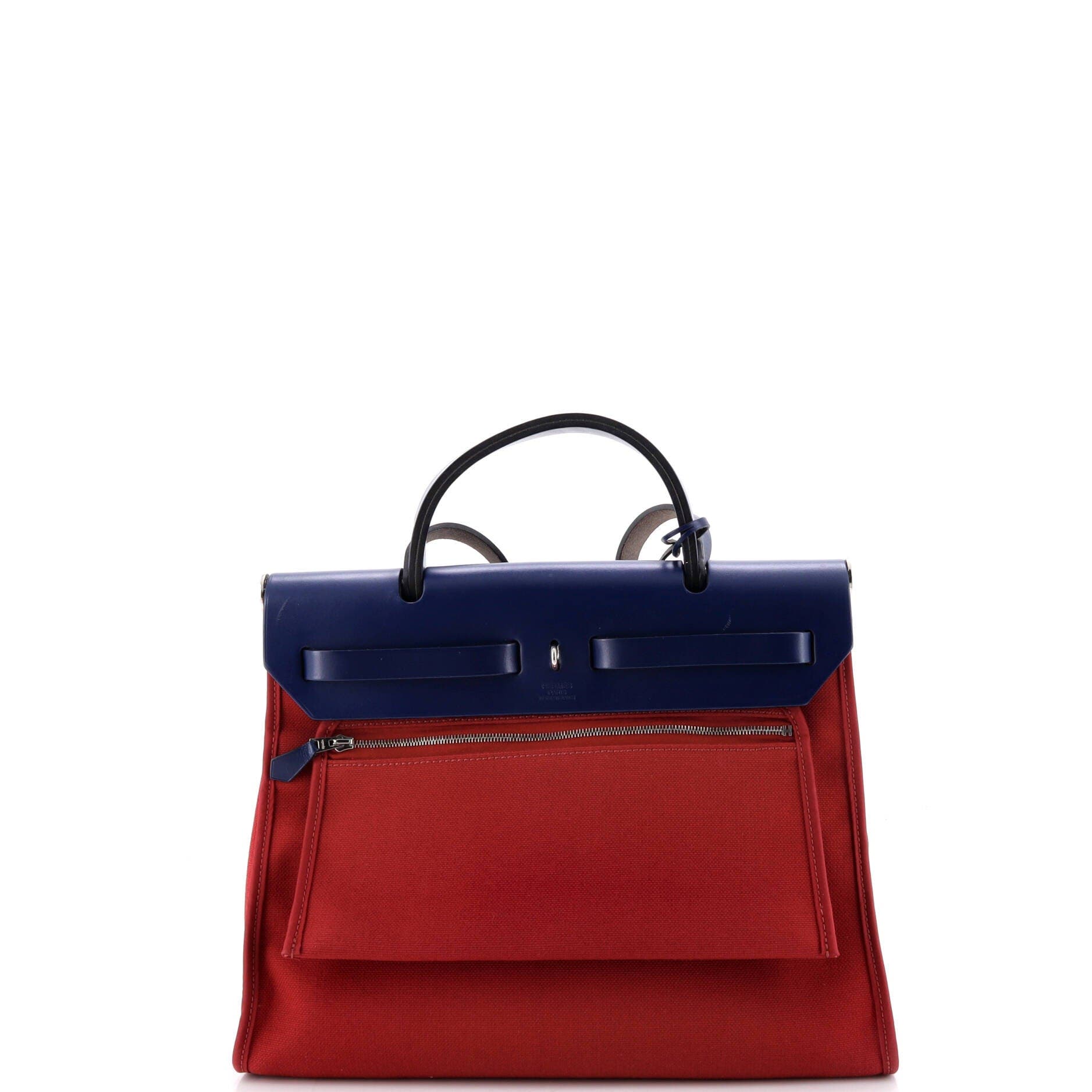 Pre-Owned Hermes Herbag Zip Leather and Toile 31, Alternate, color, Rouge Grenat