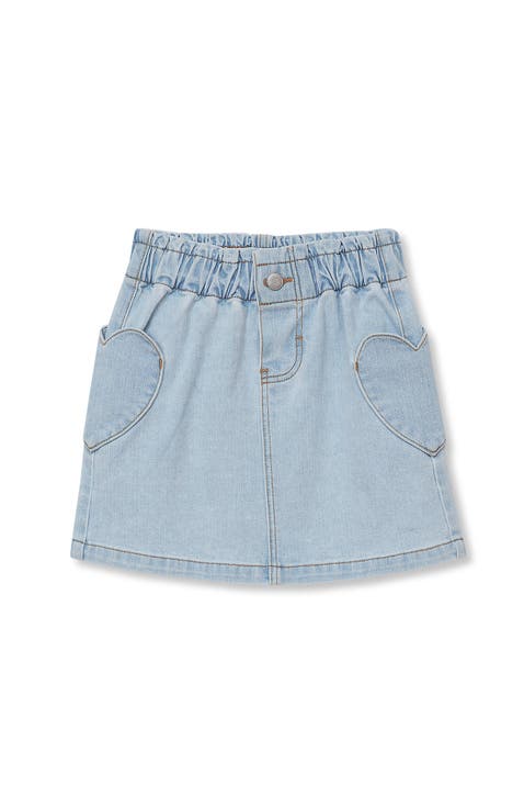 Girls Paperbag Denim Skirt