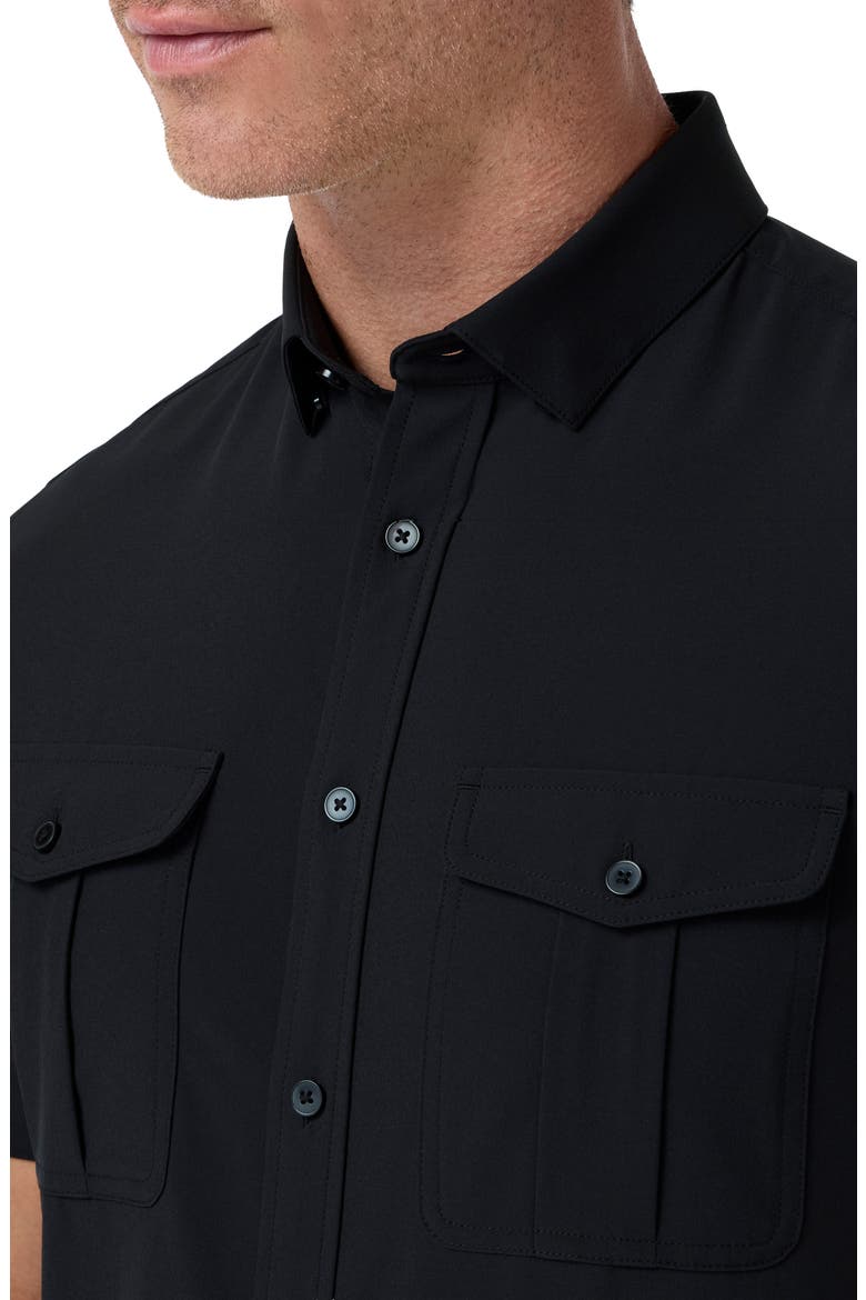 Leeward Tailgate Short Sleeve Button Up Shirt, Alternate, color, BLACK