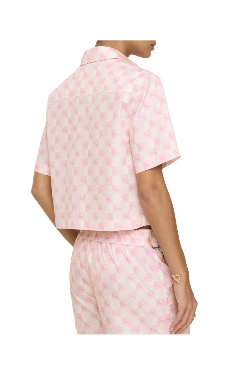 Burberry Cropped EKD Checkerboard Cotton Shirt, Alternate, color, Peony Pink