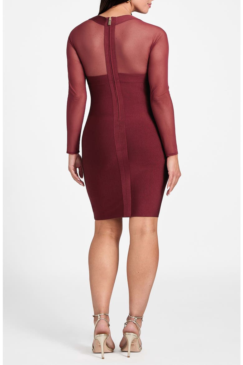 Kassandra Long Sleeve Bandage Dress, Alternate, color, BURGUNDY
