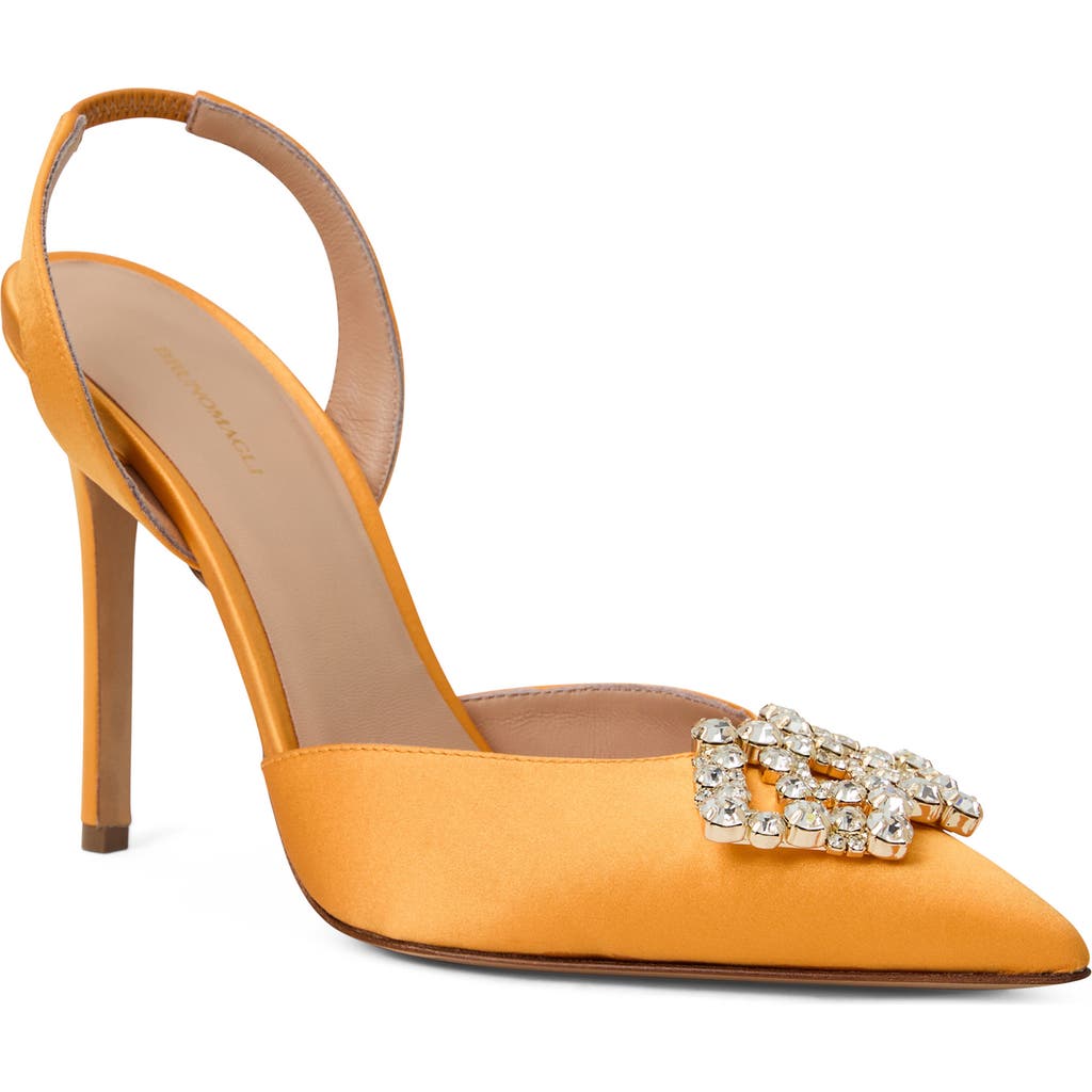 Bruno Magli Moda Slingback Pointed Toe Pump In Orange Satin