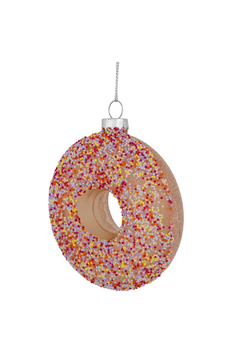 Northlight 4.75" Pink Frosted Doughnut Glass Christmas Ornament, Alternate, color, Pink