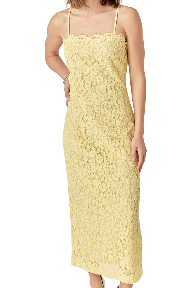 Lacy Column Dress, Alternate, color, BUTTER