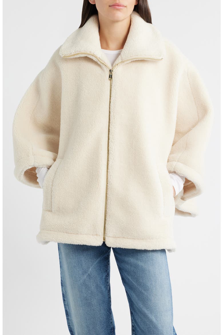 Calder Faux Fur Poncho Jacket, Alternate, color, CREAM