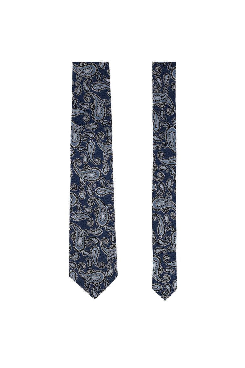 Wharton Wavy Paisley Silk Novelty Necktie, Alternate, color, Navy Blue