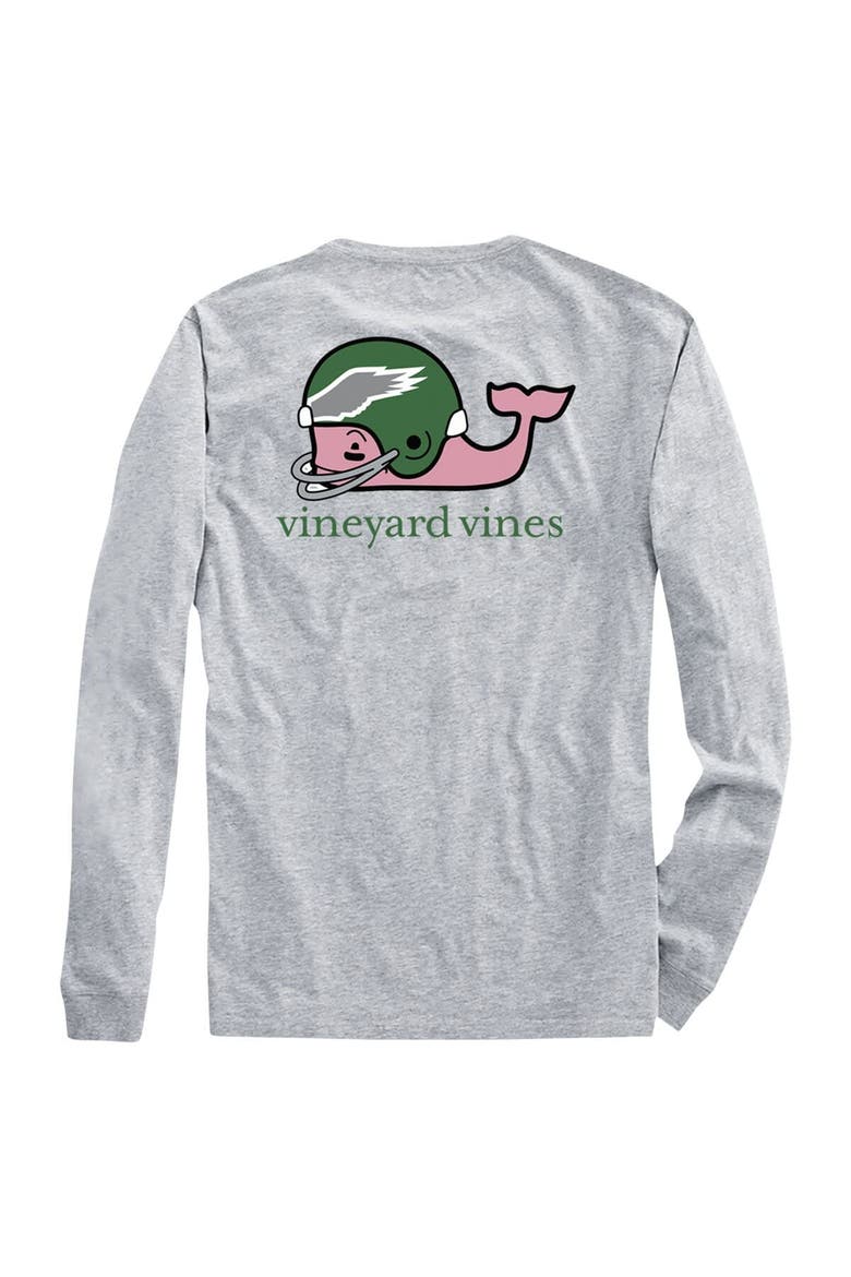 Men's Vineyard Vines Heather Gray Philadelphia Eagles Gridiron Classics Throwback Helmet Long Sleeve T-Shirt, Alternate, color, Heather Gray