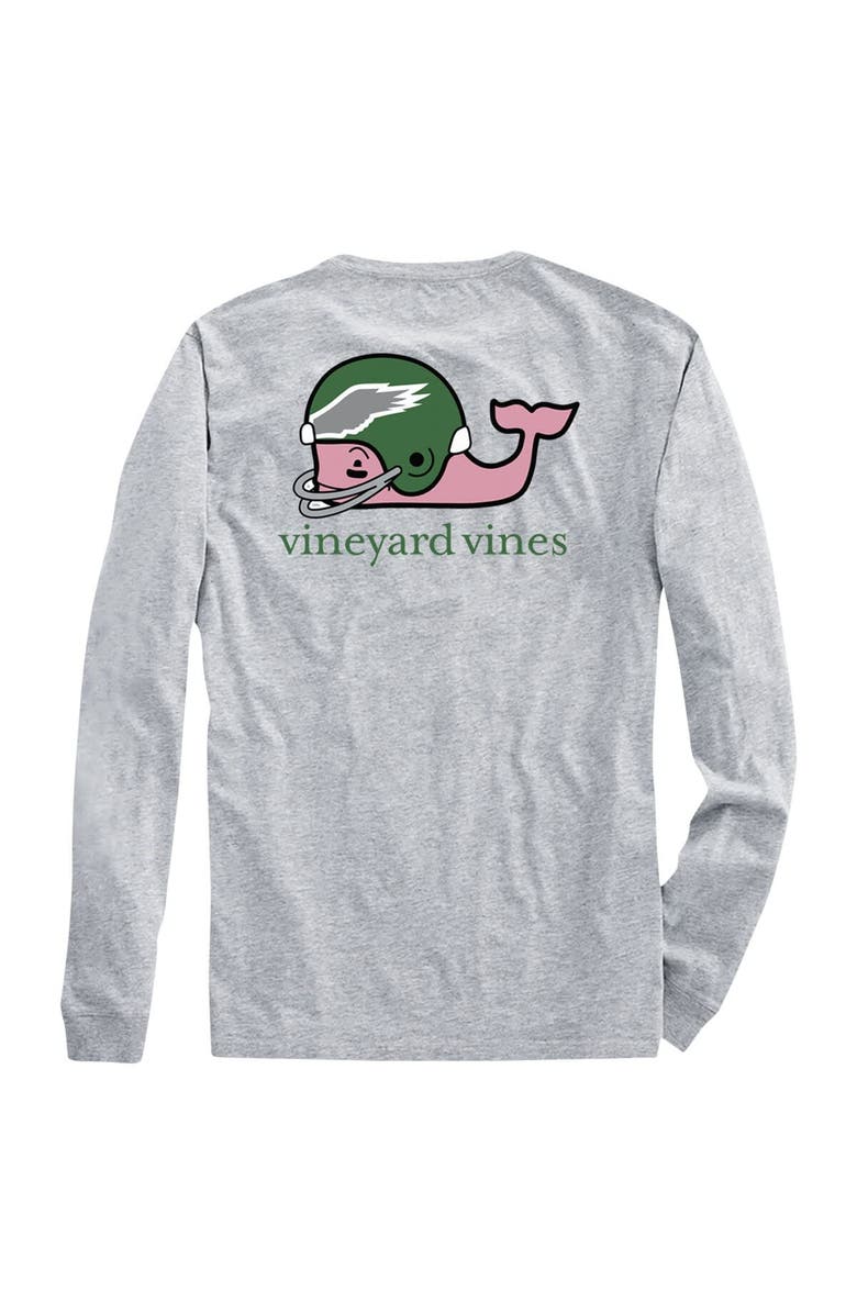 vineyard vines Men's Vineyard Vines Heather Gray Philadelphia Eagles Gridiron Classics Throwback Helmet Long Sleeve T-Shirt, Alternate, color,