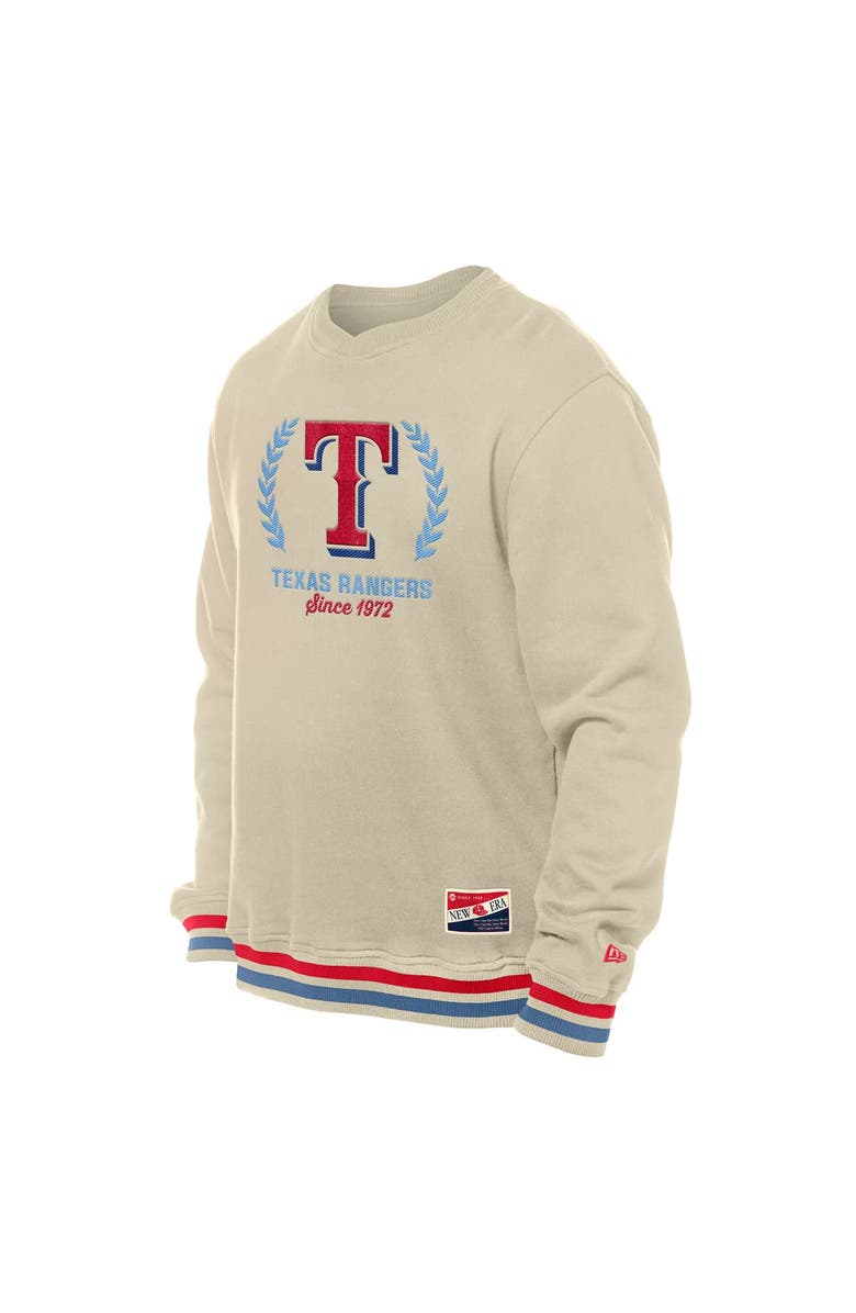 New Era Men's New Era Cream Texas Rangers Throwback Pullover Sweatshirt, Alternate, color, Cream