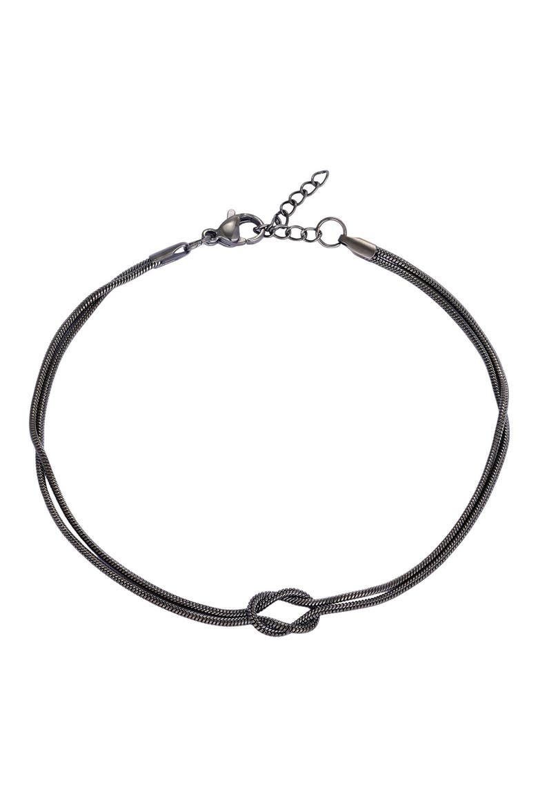 Men's Tarnish Resistant Knot Chain Bracelet, Main, color, GUNMETAL