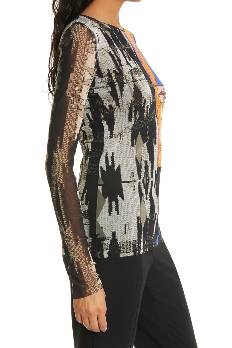 Ikat Print Mesh Knit Top, Alternate, color, PATCHWORK
