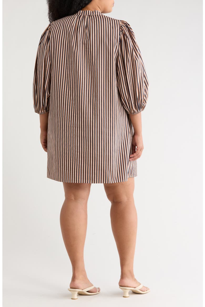 Victoria Split Neck Shift Minidress, Alternate, color, BROWN MULTI